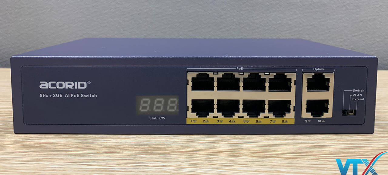 Switch chia mạng PoE Acorid LS1708P2G - 8 port PoE x 2 port Uplink