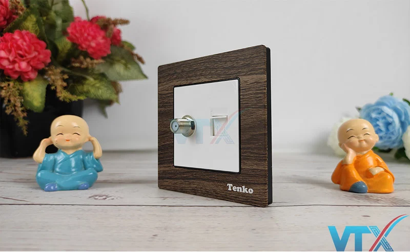 Ổ cắm cáp đồng trục và mạng âm tường Tenko TK-F71-A-51-2
