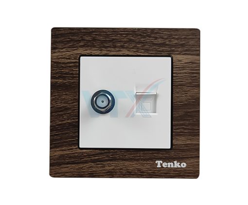 Ổ cắm cáp đồng trục và mạng âm tường Tenko TK-F71-A-51-2