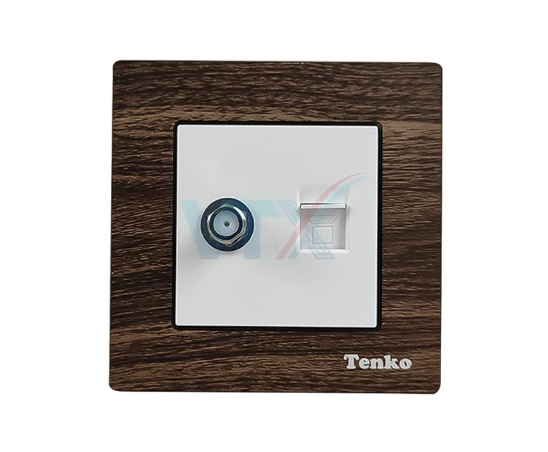 Ổ cắm cáp đồng trục và mạng âm tường Tenko TK-F71-A-51-2