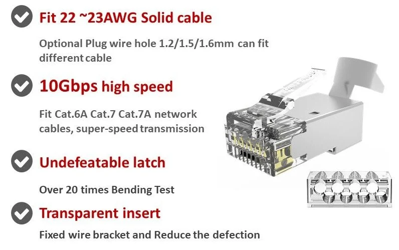 Hạt mạng STP Cat6A cho cáp 22-23 AWG