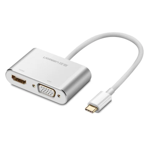 Cáp USB C To HDMI và VGA Ugreen - Màu Bạc 50317
