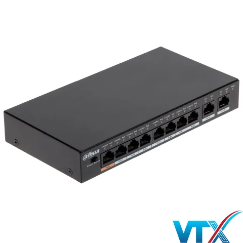 Switch PoE Dahua 10 port 100Mbps DH-PFS3010-8ET-65
