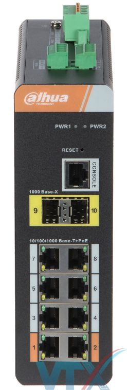 Switch Công nghiệp Dahua 10 port PoE 1000Mbps DH-PFS4210-8GT-DP