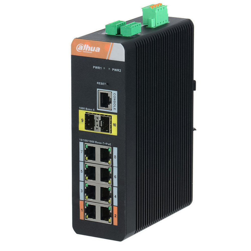 Switch Công nghiệp Dahua 10 port PoE 1000Mbps DH-PFS4210-8GT-DP