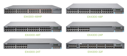 Switch Juniper 32 Port SFP, 4 SFP+, 2 QSFP+, 550 WDC PS EX4300-32F-DC-TAA
