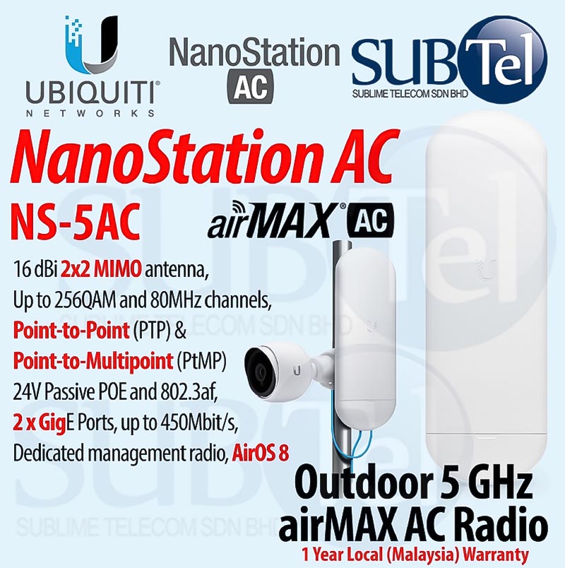 Thiết bị thu phát sóng wifi Ubiquiti NanoStation AC NS‑5AC
