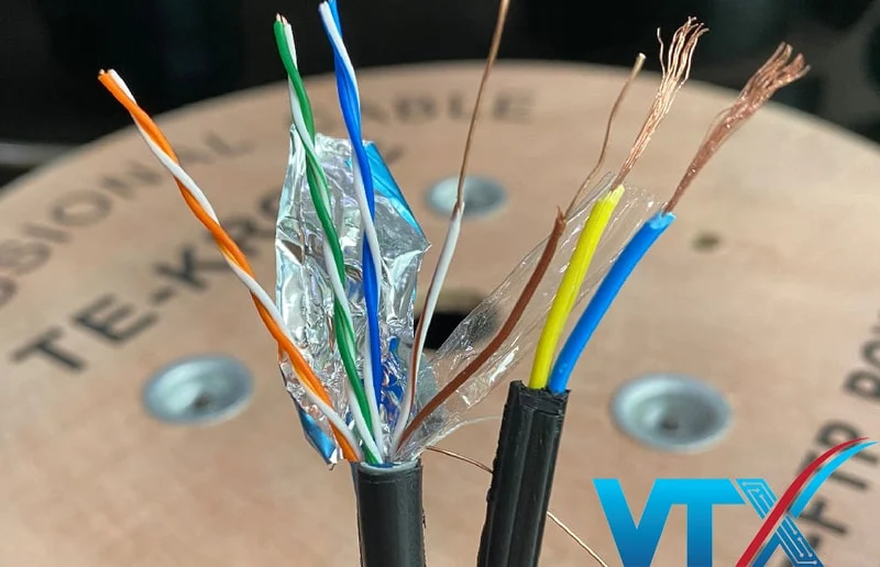 Cấu tạo cáp mạng kèm nguồn Cat6e Outdoor