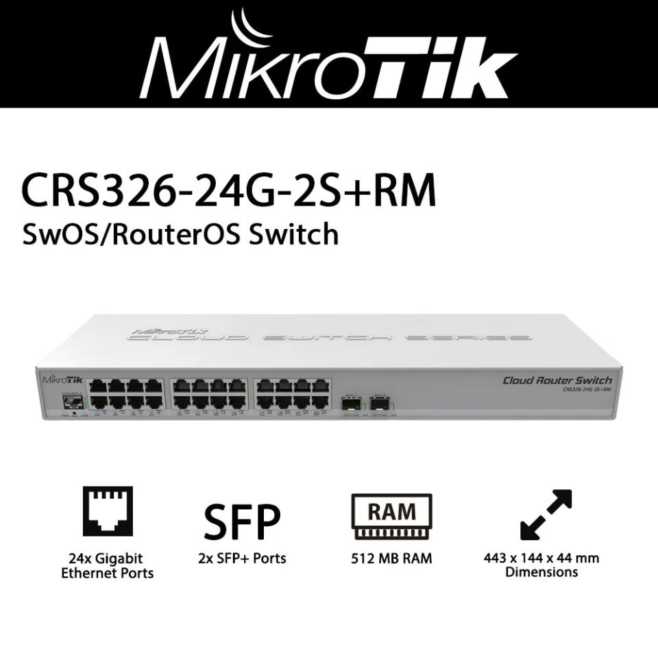 Switch chia mạng Mikrotik CRS326-24G-2S+RM