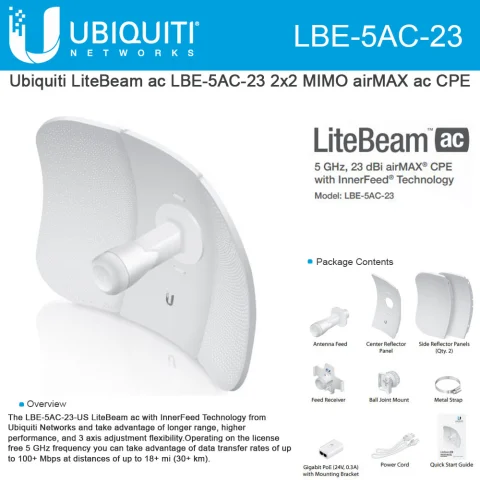 Thiết bị thu phát sóng wifi Ubiquiti LiteBeam AC LBE‑5AC‑23