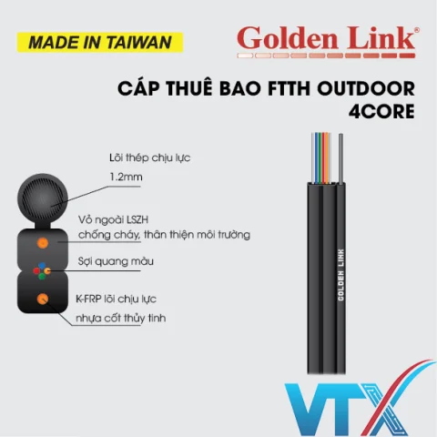 Cáp quang Outdoor Golden Link FTTH-OUT-2/4F