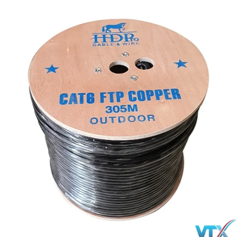 Cáp mạng ngoài trời HDPRO CAT6 FTP đồng nguyên chất