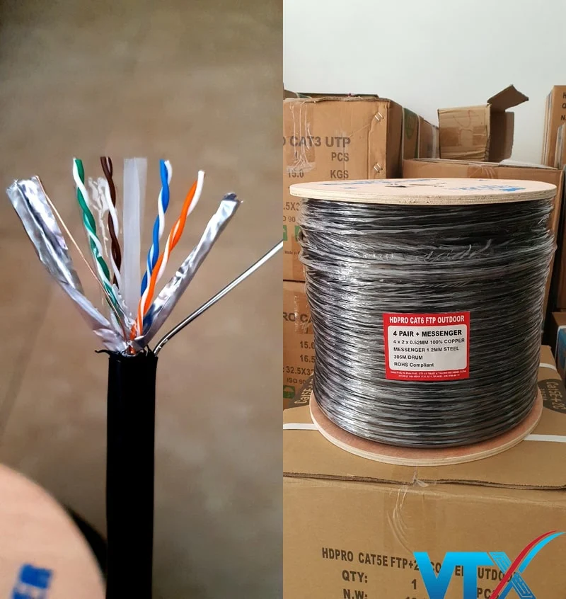 Cấu tạo Cáp mạng ngoài trời HDPRO CAT6 FTP Copper