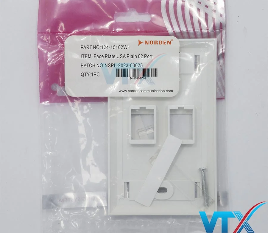 Mặt ổ cắm mạng 2 lỗ NORDEN 124-15102WH (2)