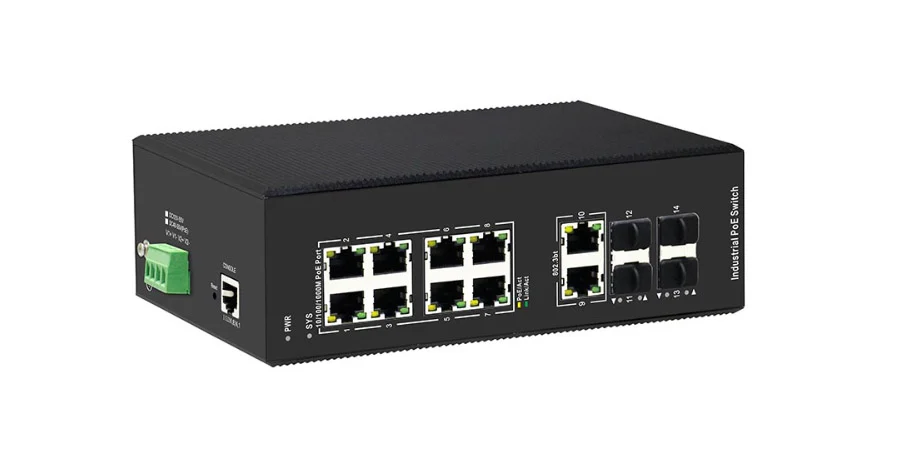 PIES1014G-4GS-8P-BT Switch PoE công nghiệp UPCOM 8 cổng PoE (Hỗ trợ 9-10 cổng bt-90W) + 2 cổng RJ45 + 4 cổng SFP Gigabit