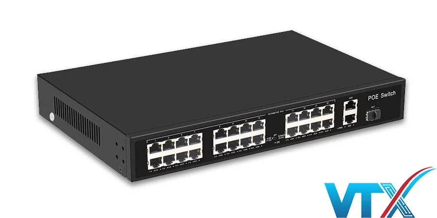 Switch PoE UPCOM 24 cổng PoE 10-100M + 2 cổng Uplink 1000M + 1 cổng Gigabit SFP POE3024-2G-GS