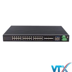 Switch công nghiệp layer 3 UPCOM 16 cổng RJ45 Gigabit + 8 cổng combo Gigabit và 4 cổng SFP 10G ICS1028G-16G-8GC-4TS