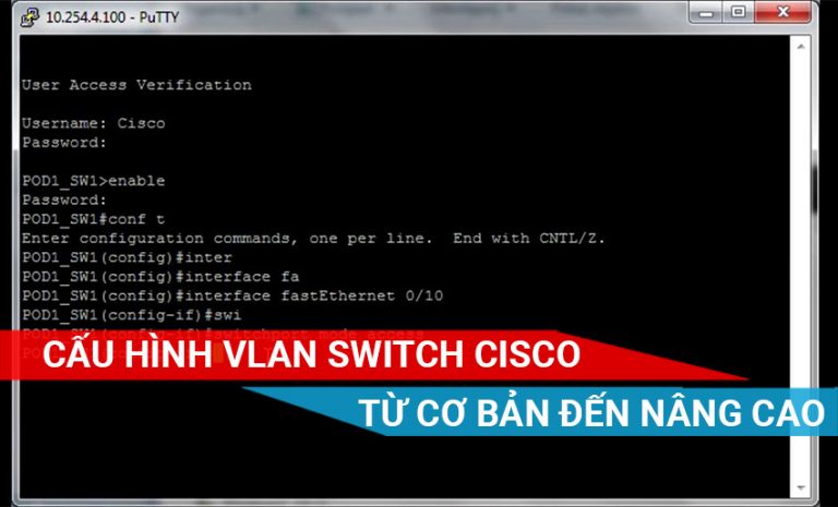 hướng dẫn cấu hình VLAN trên thiết bị Switch Cisco