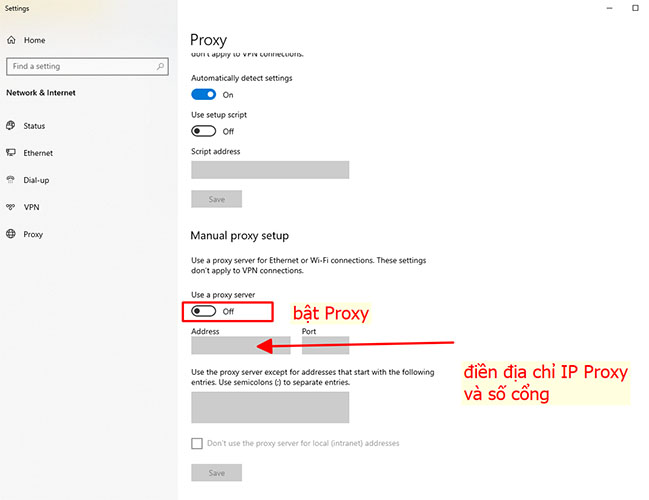 thiết lập Proxy server cho trình duyệt Chorme 5
