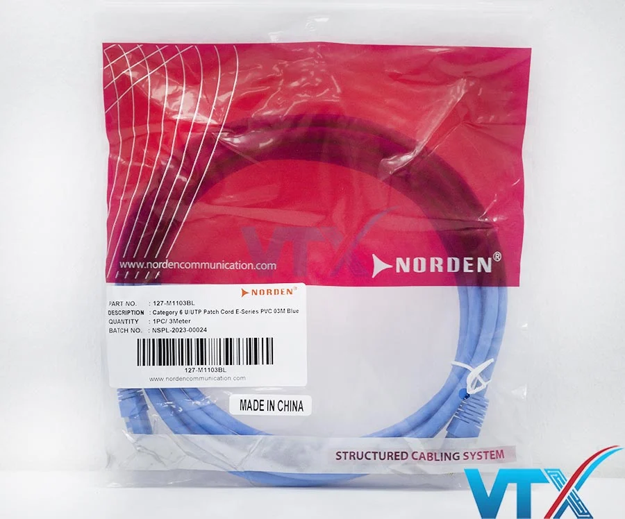 Dây nhảy mạng Cat6 UUTP 3m Norden 127-M1103BL (3)