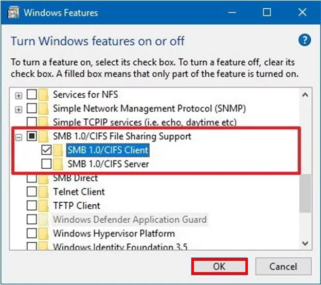 cách bật SMBv1 trên windows 10