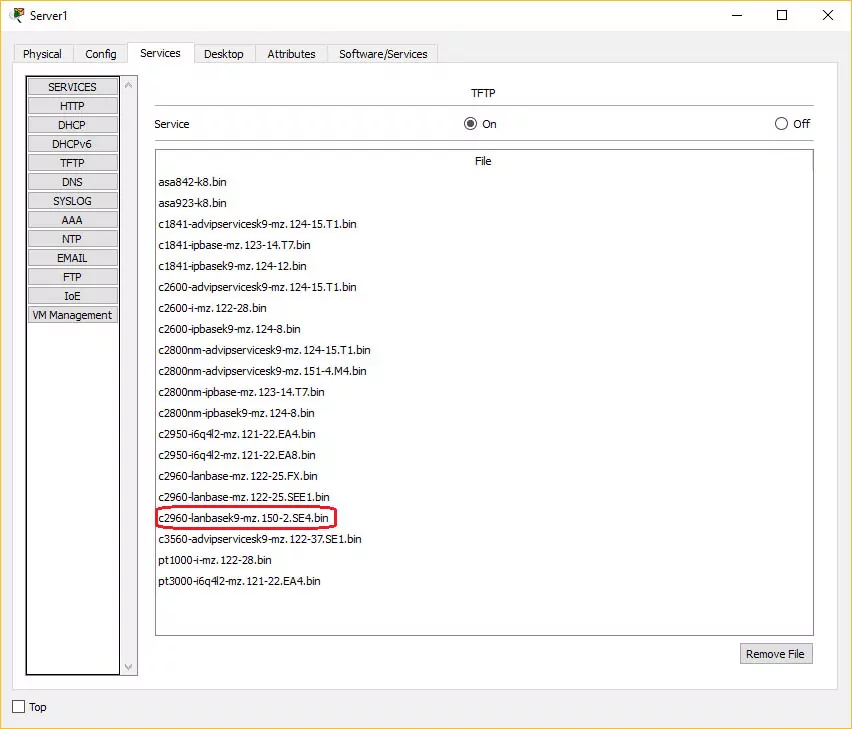 đặt tệp hình ảnh vào máy chủ TFTP