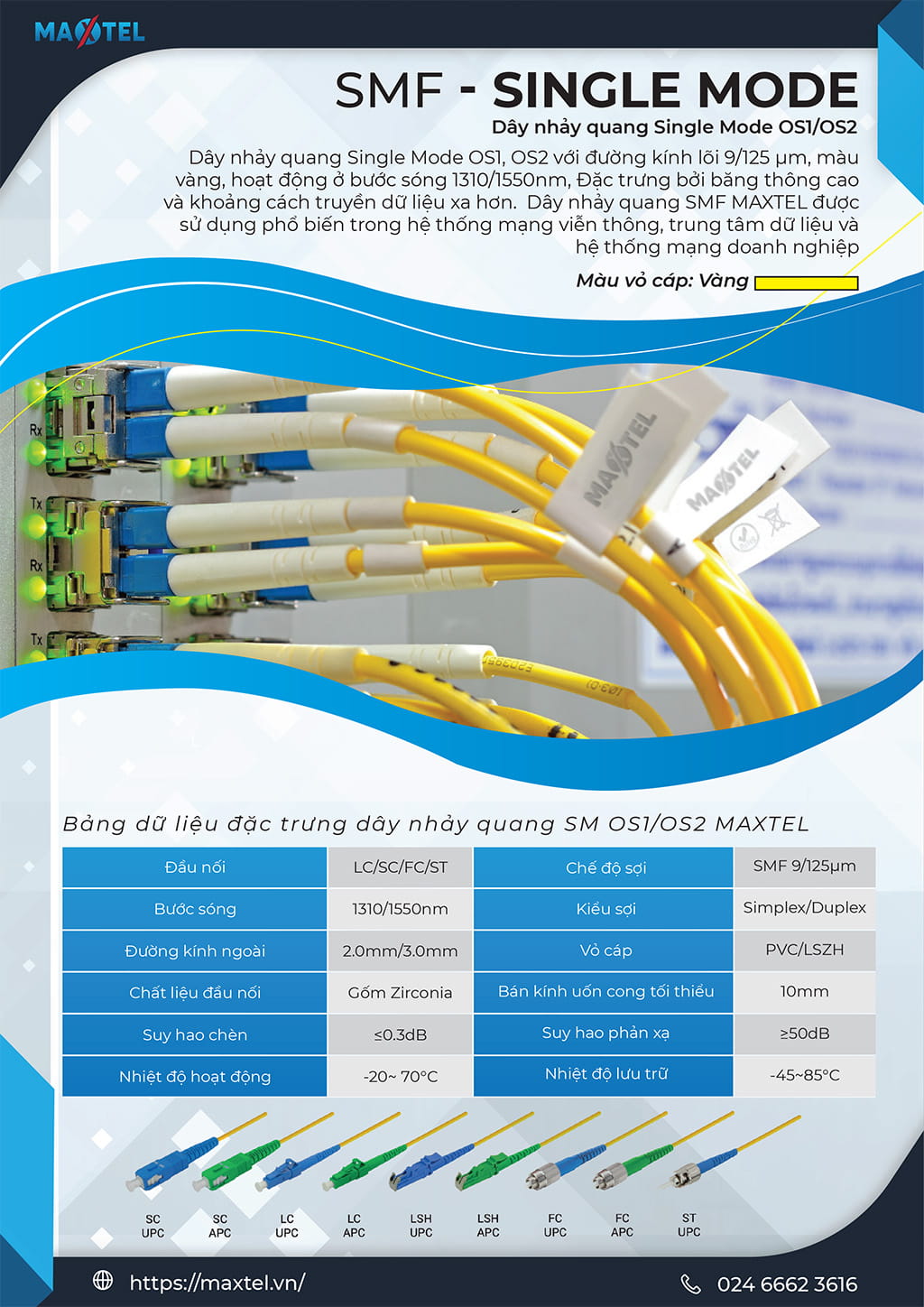 Dây nhảy quang Maxtel Singlemode