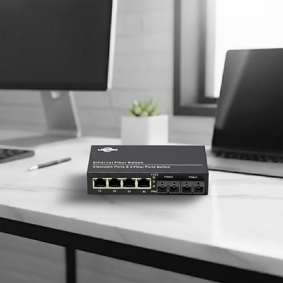 Các cổng kết nối của Media Conerter UPCOM MC204-2FG-SN
