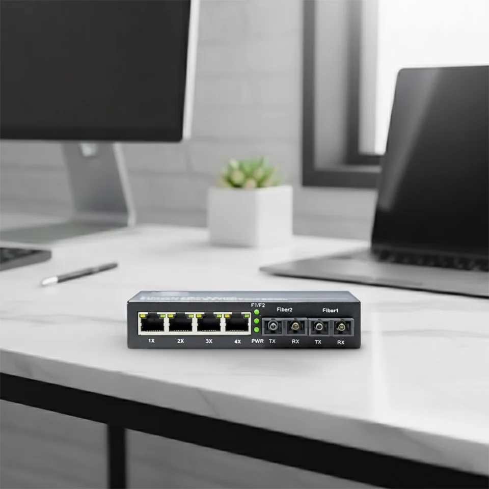 Media Conerter UPCOM MC204-2FG-SN hỗ trợ 4 cổng 10_100_1000M