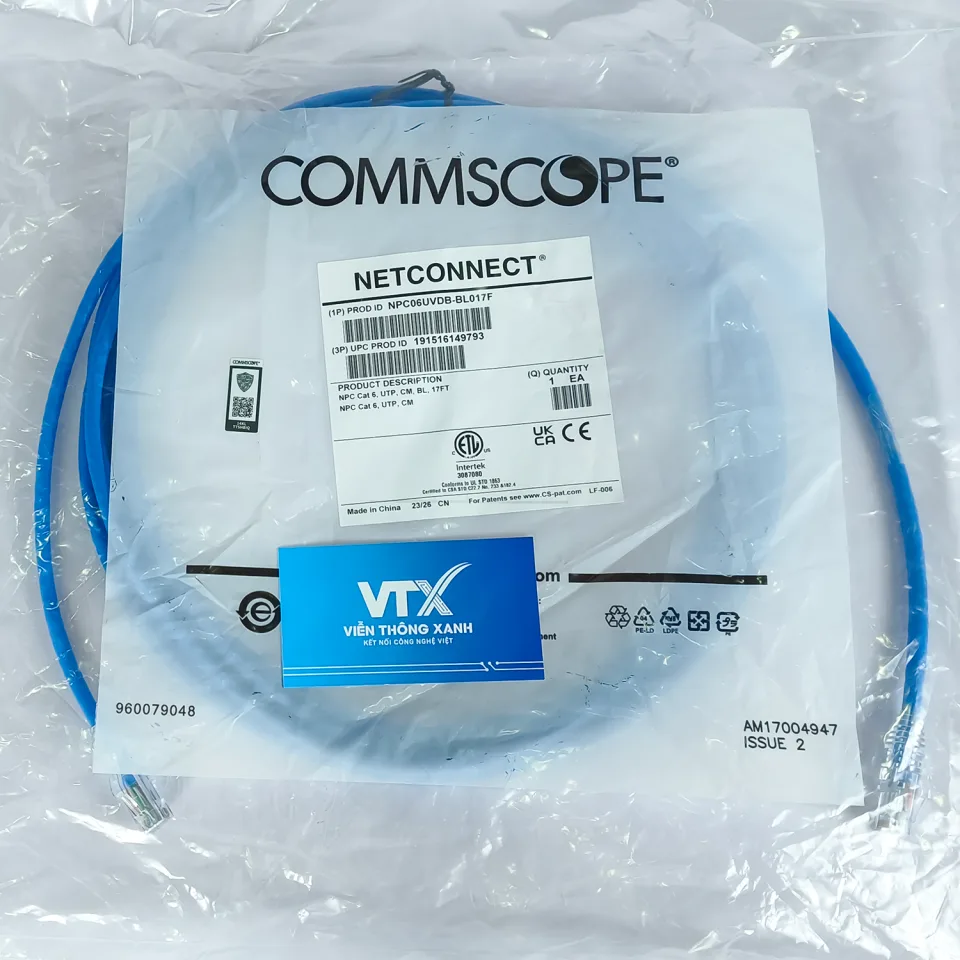 Dây nhảy cáp mạng Cat6 UTP 17ft 5m màu xanh NPC06UVDB-BL017f (1)