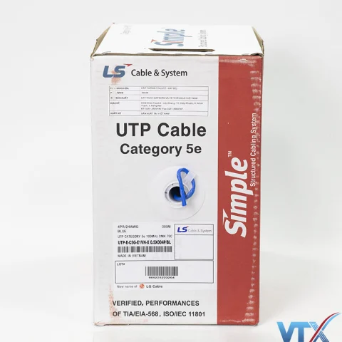 Dây cáp mạng LS Vina Cat5e UTP UTP-E-C5G-E1VN-X 0.5X004P/GY