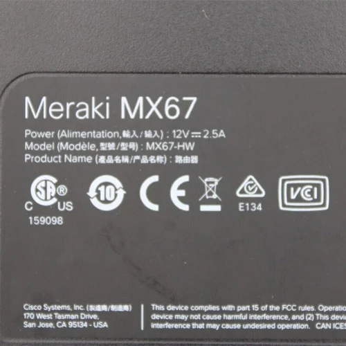 Firewall Cisco Meraki MX67 (MX67-HW) Security & SD-WAN (3)