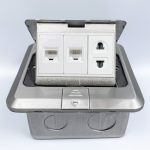 Ổ cắm điện âm sàn 1 ổ 2 chấu và 2 cổng mạng LAN Tenko TK-J02-03 (Màu Bạc) (2)