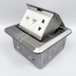 Ổ cắm điện âm sàn 1 ổ 2 chấu và 2 cổng mạng LAN Tenko TK-J02-03 (Màu Bạc) (3)