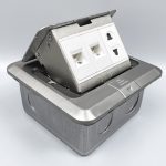 Ổ cắm điện âm sàn 1 ổ 2 chấu và 2 cổng mạng LAN Tenko TK-J02-03 (Màu Bạc) (4)