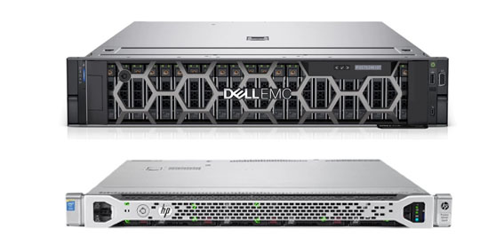 hình ảnh máy chủ Dell và HP so sánh kích thước