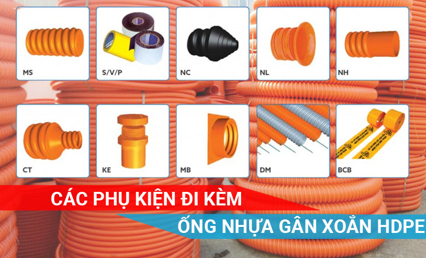 các phụ kiện đi kèm ống nhựa gân xoắn HDPE