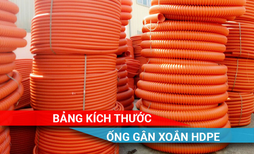 kích thước ống gân xoắn HDPE