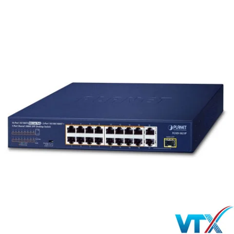 Switch chia mạng Planet 16 cổng 100TX PoE FGSD-1821P
