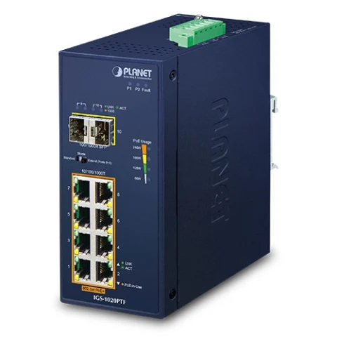 Switch Planet IGS-1020PTF  8 cổng 10/100/1000T 802.3at + 2 SFP