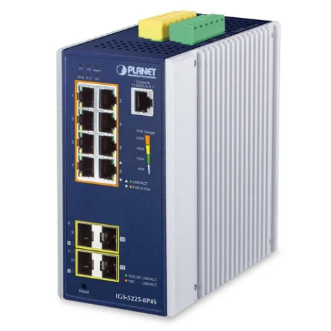 IGS-5225-8P4S Switch công nghiệp L2+ 8x1G/PoE + 2x1G SFP + 2x2.5G SFP