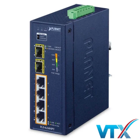 Switch Planet IGS-624HPT 4 cổng PoE + 2 cổng SFP