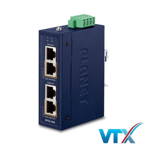 IPOE-260 - Hub cấp nguồn PoE+ công nghiệp 2 cổng 10/100/1000T 802.3at