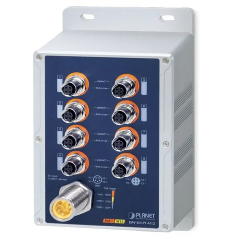 ISW-808PT-M12 Switch công nghiệp IP67 8 cổng 10/100TX M12 802.3at PoE+