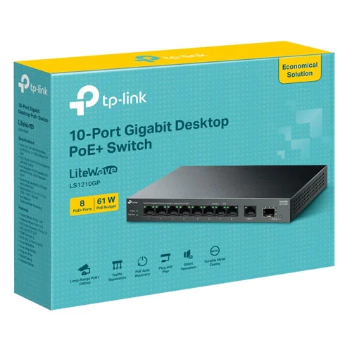 LS1210GP Switch TP-LINK Để Bàn Gigabit 10 Cổng với 8 Cổng PoE+