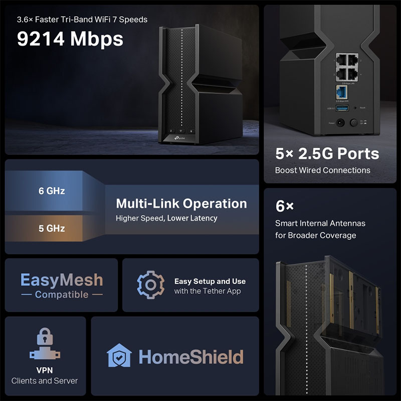 Router Wi-Fi 7 Ba Băng Tần BE9300 - Archer BE550_4