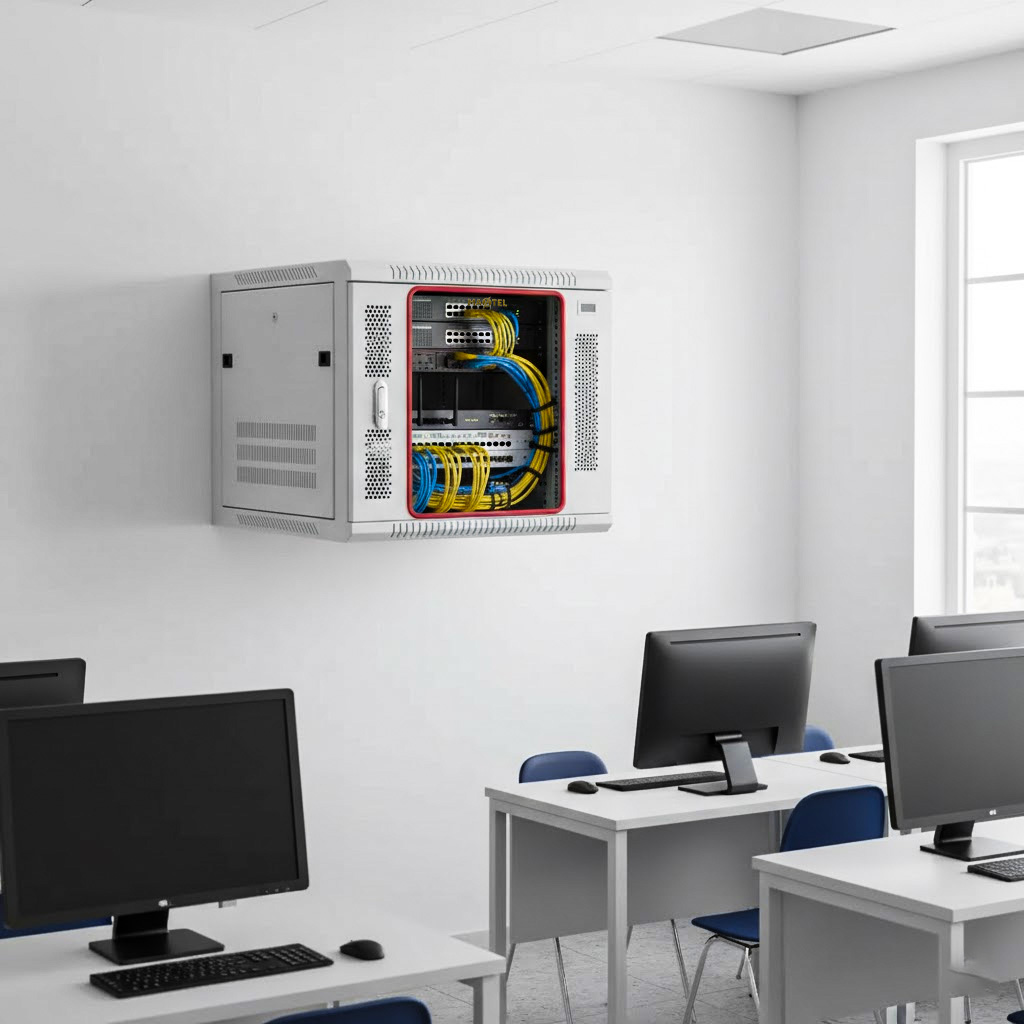 tủ rack 10u400 maxtel trong trường học