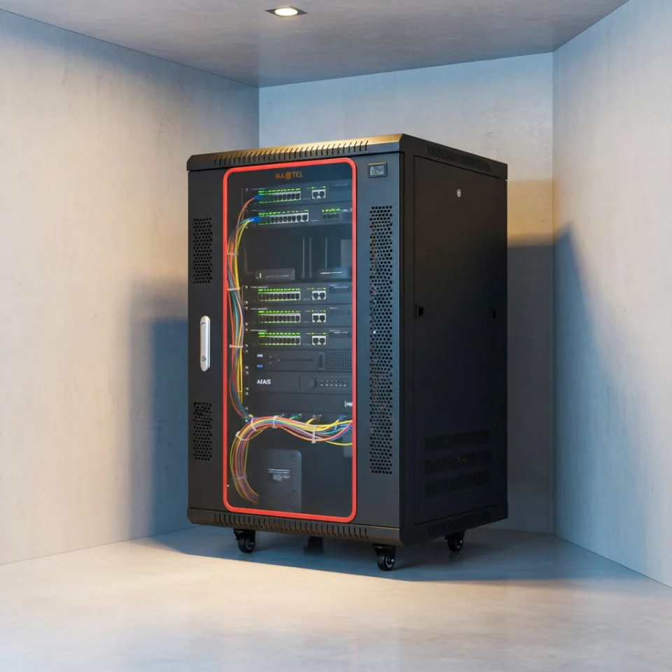 tủ rack 15u d600 dạng đứng ở trong biệt thự