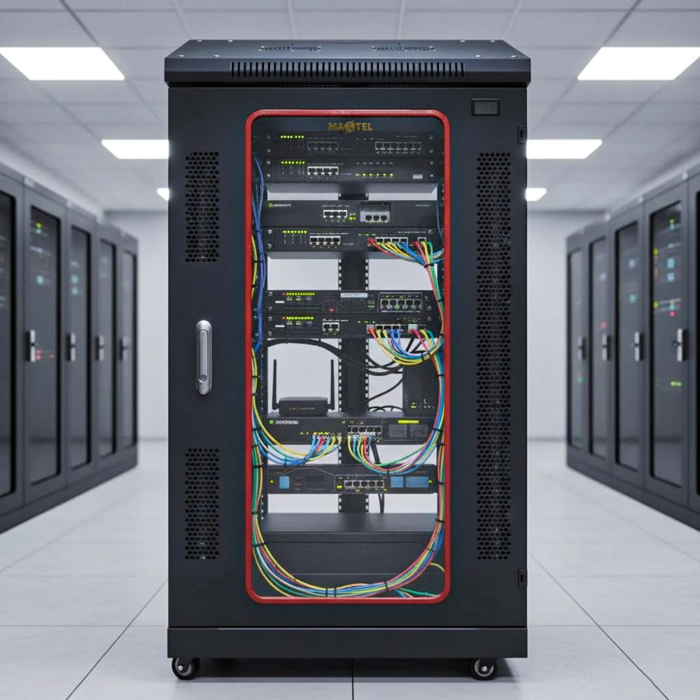tủ rack 20u d800 maxtel trong phòng it