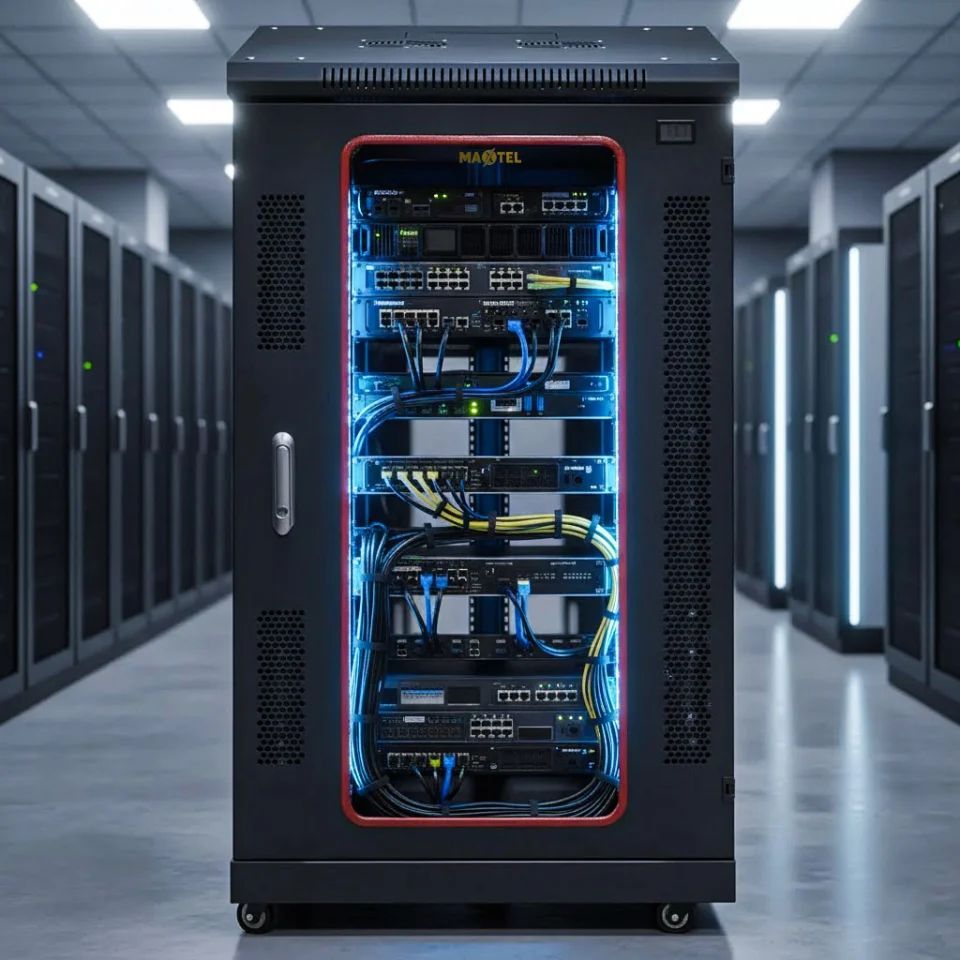 tủ rack 20u trong trung tâm dữ liệu mini